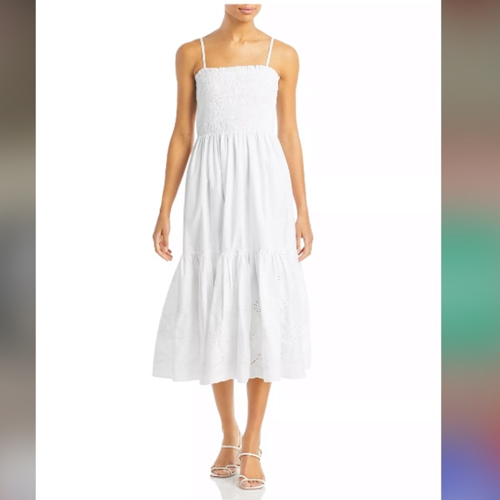 NWOT AQUA Sleeveless Smocked Eyelet Dress